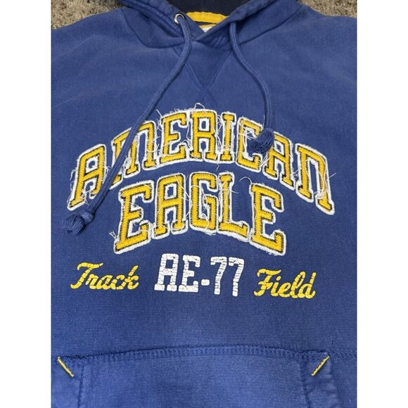 AMERICAN EAGLE Varsity Hoodie Heavyweight Thick Sweatshirt Y2k 90s Track LARGE - Picture 10 of 11